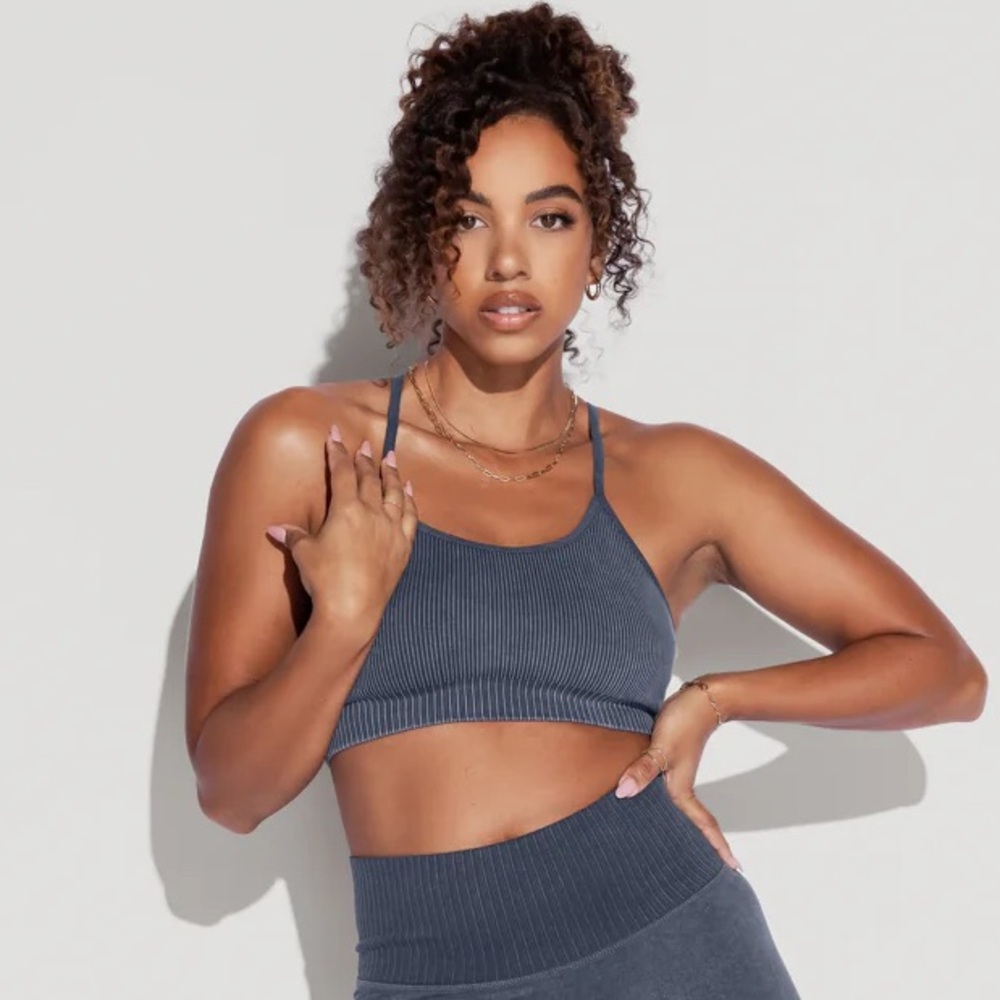 Popflex What's the Scoop Seamless Sports Bra - Vintage Indigo - Size Small Flex